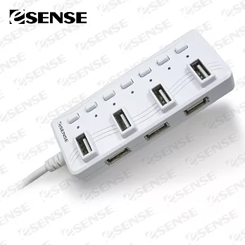 Esense USB 2.0 擴充戰士升級版 7埠 HUB集線器 含2A變壓器(01-GPH775)白色