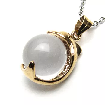 【LuckyPlus】白水晶幸運海豚長版項鍊(約65cm)