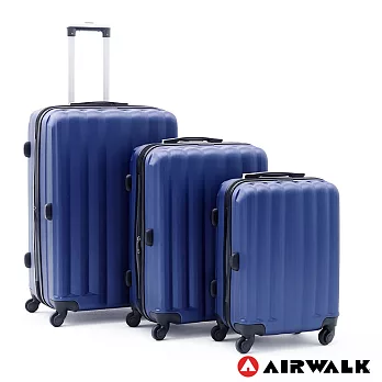 AIRWALK LUGGAGE - 海岸線系列 BoBo經濟款ABS硬殼拉鍊20+24+28吋三件組行李箱 -晝日藍
