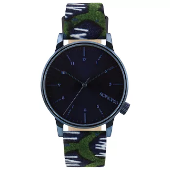 KOMONO X Vlisco Winston系列聯名腕錶-靛青x非洲印花