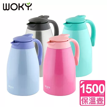 【WOKY 沃廚】頂級316不鏽鋼大容量真空保溫壺1500ML(4色可選)櫻花粉