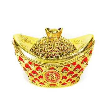 【摩達客】農曆春節新年 {簍空金福氣元寶糖果盒(小)} 擺飾/桌飾/收納盒