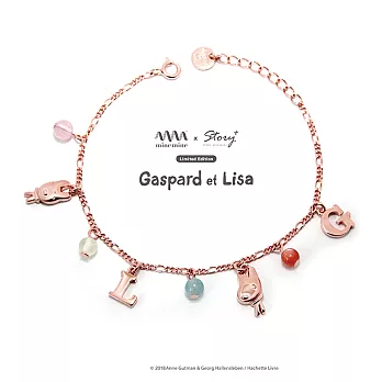 《麗莎和卡斯柏》天然寶石純銀手鍊(玫瑰金)