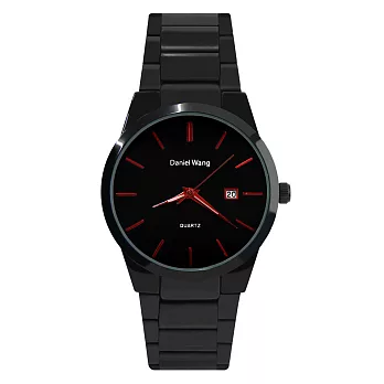 Daniel Wang DW-3171 低調款日期窗口簡約指針鐵帶錶 - 黑帶紅針