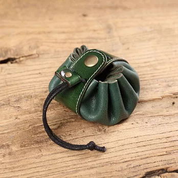 【Solomon皮件】遇上美人魚 鈕扣式皮革零錢包-綠