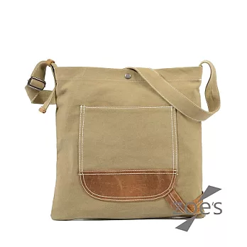 【Zoe s】東京漫步蠟染帆布X瘋馬皮隨身購物包(卡其棕)