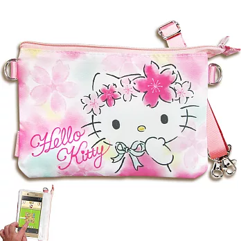 三麗鷗授權正版Hello Kitty凱蒂貓 觸控手機肩背包(櫻花) 手拿包 手機袋