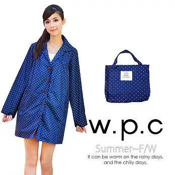 【w.p.c】baby style。時尚雨衣/風衣(R1002)(深藍點點)