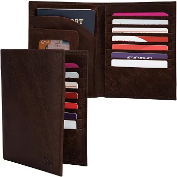 《TRAVELON》左翻防護護照夾(咖)