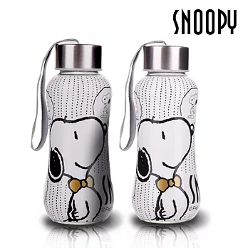 史努比SNOOPY 金領結玻璃隨手瓶280ml(2入/組)