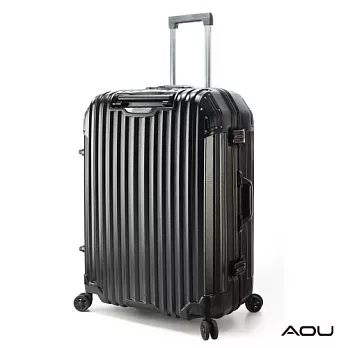 AOU 節奏生活系列 27吋 蜂巢結構省力手把TSA海關鎖行李箱 鋁框箱 90-031F黑色