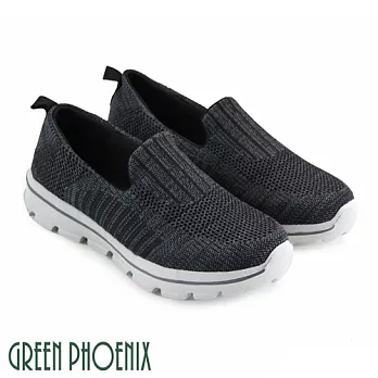 ◤Green Phoenix◥雙彩撞色織布平底輕量休閒男鞋EU40黑色