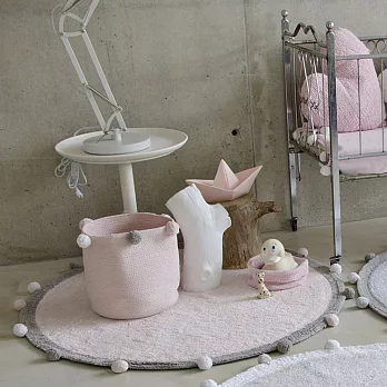 西班牙【Lorena Canals】pompom毛球收納籃-杏桃粉