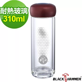 義大利 Black Hammer 寰宇雙層耐熱玻璃水瓶 310ml-三色可選咖啡色