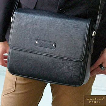 Roberta Colum - 時尚鉚釘軟牛皮帥氣型男實用斜背包黑色