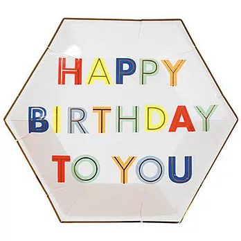 美國MERI MERI 【繽紛生日派對系列】生日快樂彩色英文字母餐盤-小45-2830