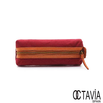 OCTAVIA 真皮 - 尼采牛津布系列 包容與被包容筆袋萬用小袋 - 長長紅
