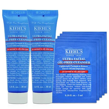 Kiehl’s 契爾氏 冰河保濕無油清爽潔面慕斯 (30ml)X2+(3ml)X5(百貨專櫃貨)