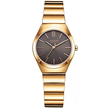 JULIUS聚利時 紐約之夜簡約不鏽鋼錶帶腕錶-四色/30mm墨綠x玫瑰金