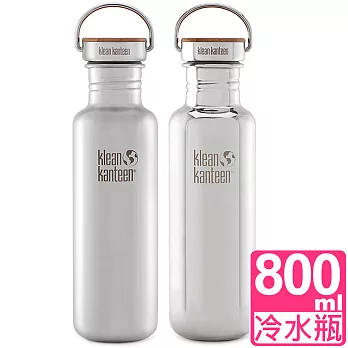 美國Klean Kanteen 竹片蓋不鏽鋼冷水瓶800ml鏡面鋼 (亮面)