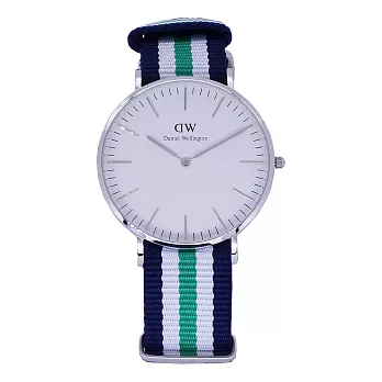 DW Daniel Wellington 經典中的珍貴收藏時尚優質帆布式腕錶-白面+銀殼/40mm-0208DW