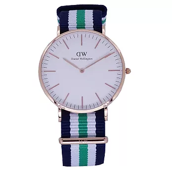 DW Daniel Wellington 經典中的珍貴收藏時尚優質帆布式腕錶-白面+金殼/40mm-0108DW