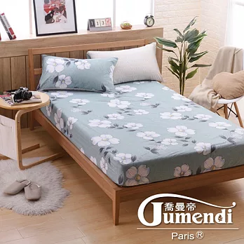 【喬曼帝Jumendi-花開綠意】台灣製活性柔絲絨單人二件式床包組