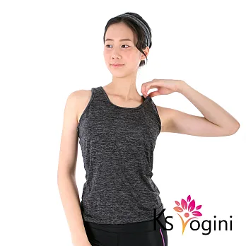 【KS yogini】涼感吸排彈力坦克運動瑜珈背心S(黑灰)