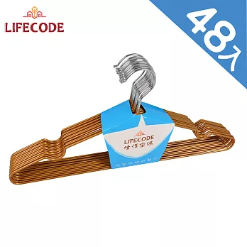 【LIFECODE】浸塑防滑衣架/三角衣架-4色可選 (48入) 金色