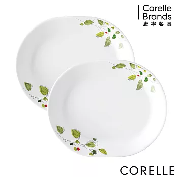 【美國康寧 CORELLE】12吋腰子盤2件組-多花色可選 綠野微風