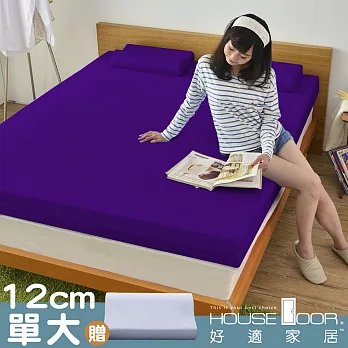 【House Door 好適家居】日本大和防螨抗菌表布12cm記憶床墊舒眠組-單大3.5尺魔幻紫