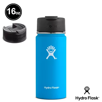 Hydro Flask 473ml 咖啡蓋寬口保溫鋼瓶海洋藍