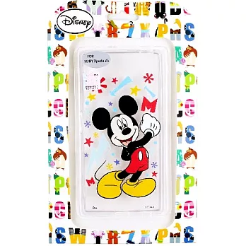 【Disney】Sony Xperia Z5 E6653 5.2吋 花朵系列 彩繪透明保護軟套米奇