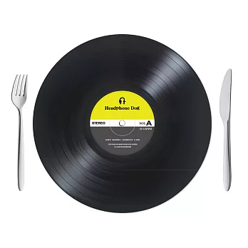 黑膠唱片造型餐墊/桌墊(1片入)黃灰款