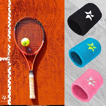 Fun Sport 星星向榮運動護腕-2支超值包-籃球/排球/網球/跑步/健身/瑜珈）黑色x1+藍色x1
