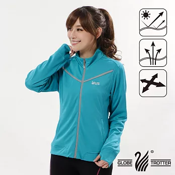 【遊遍天下】女款透氣吸排防風抗UV立領露指外套(GJ10008)M孔雀綠
