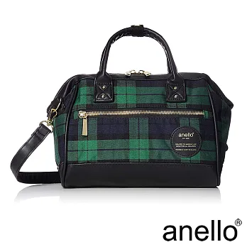anello 經典復古感格紋波士頓兩用手提斜背包 綠色