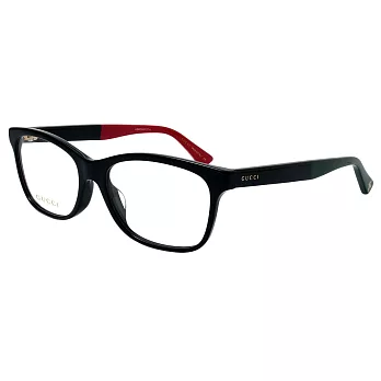 【GUCCI 古馳】經典紅綠雙色鏡腳光學眼鏡-黑框(GG0162OA-003)
