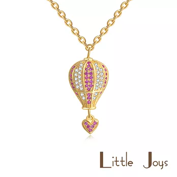 【 Little Joys 】Pink Heart Balloon Necklace 粉白夢的愛心氣球鋯石項鍊 925銀鍍金
