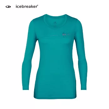 【紐西蘭Icebreaker 】女 Tech Lite 圓領長袖上衣-AD150-雪中世界 / IB104301-401L湖水綠