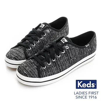 【Keds】KICKSTART金屬紗線綁帶休閒鞋US6.5黑/銀