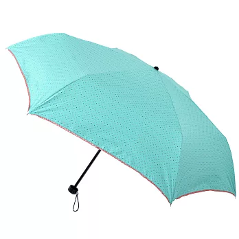 【2mm】色膠抗UV 彩點花邊輕量手開傘(藍綠)