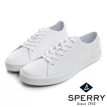 SPERRY Striper全新進化吸震減壓皮革6孔休閒鞋(情侶款)-白US6.5白色