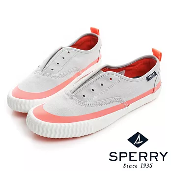 SPERRY 海軍風水洗帆布休閒鞋(女)-灰橘US6.5灰／橘