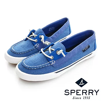 SPERRY 美式休閒帆布拼接休閒鞋(女)-藍US6藍色