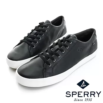 SPERRY 中性百搭個性皮革休閒鞋-(中性款)-黑US7黑色