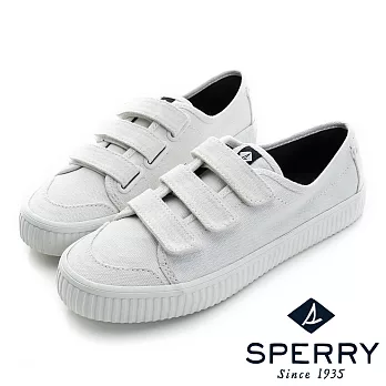 SPERRY 韓版粉彩黏扣帶帆布鞋(雪俏白)US6白色