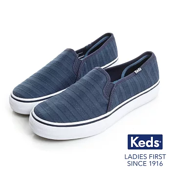 【Keds】DOUBLE DECKER 條紋交織休閒便鞋US5.5海軍藍