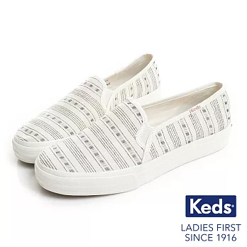 【Keds】DOUBLE DECKER 復古風條紋休閒便鞋US6奶油白
