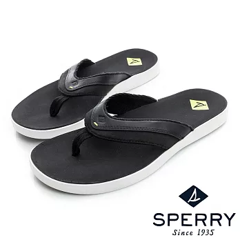 SPERRY 休閒度假風牛皮夾腳拖人字拖鞋(男)-黑US7黑色